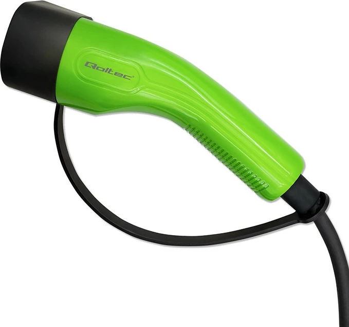 Karikues portativ për vetura elektrike Qoltec 52465, Type 2, 3.5kW, 5m, i zi/gjelbër