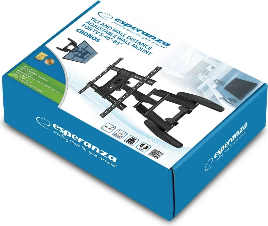 Mbajtës TV Esperanza ERW021, 2.16 m (85"), Metal, i Zi