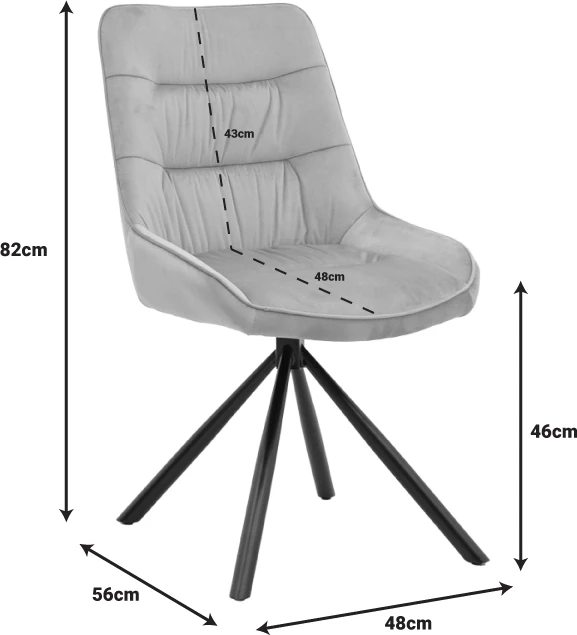 Karrige Wori kadife e hirtë e errët-këmbë metalike të zeza 48x56x82cm