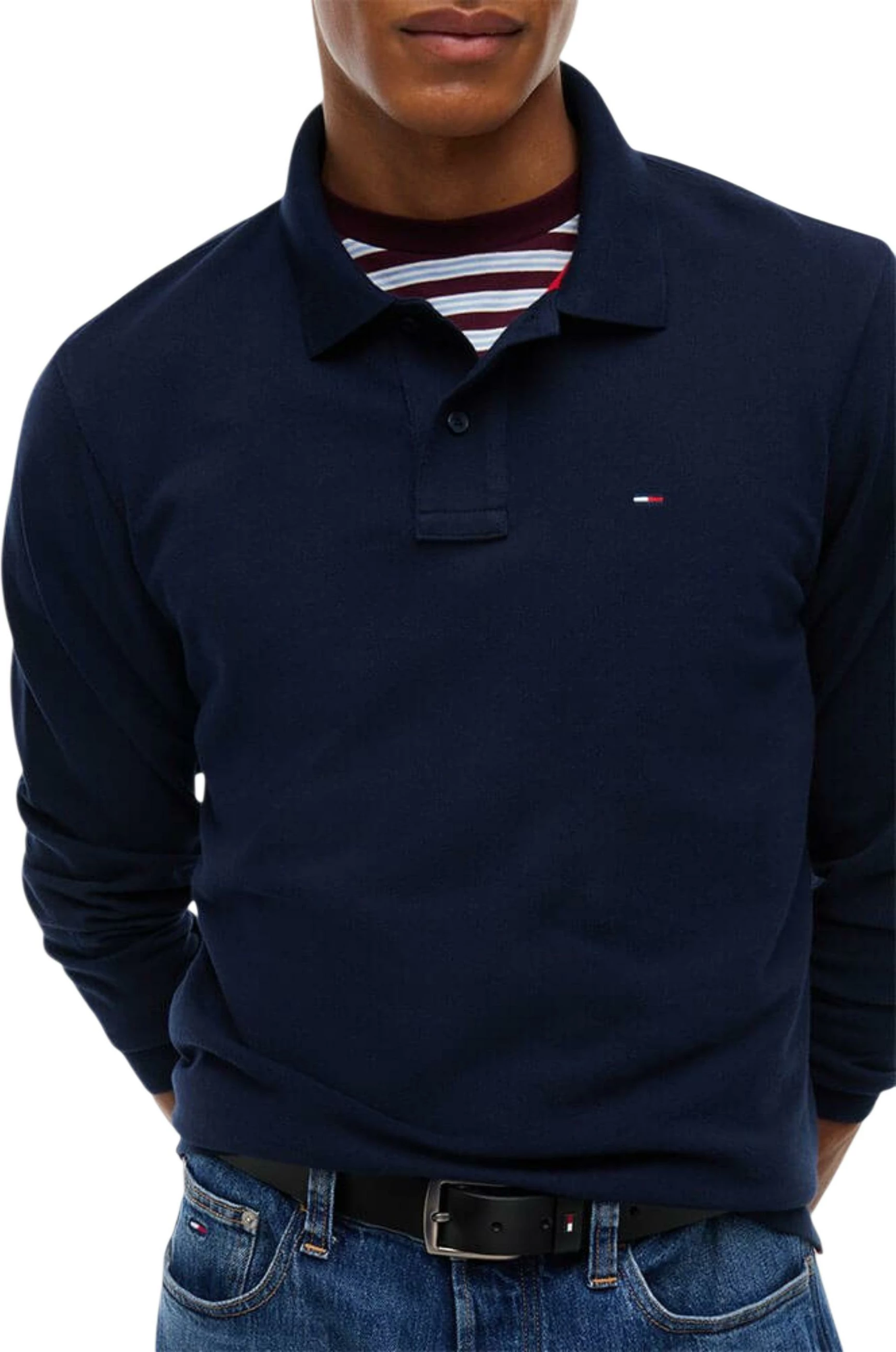 Maicë polo me mëngë të gjata për meshkuj Tommy Hilfiger Jeans DM0DM23630, blu e errët [Madhësia: M]