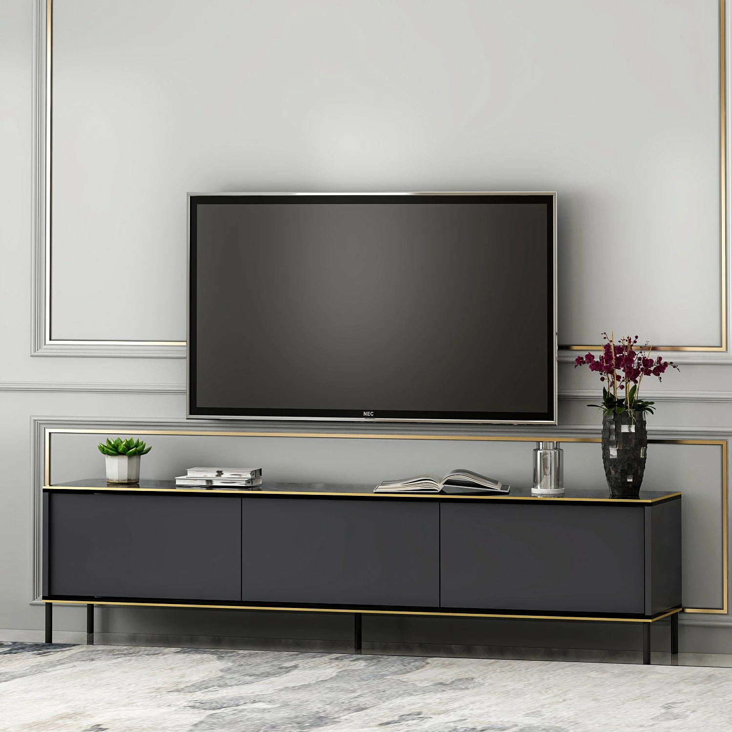 Komodë TV Skye Decor, ngjyrë antracit