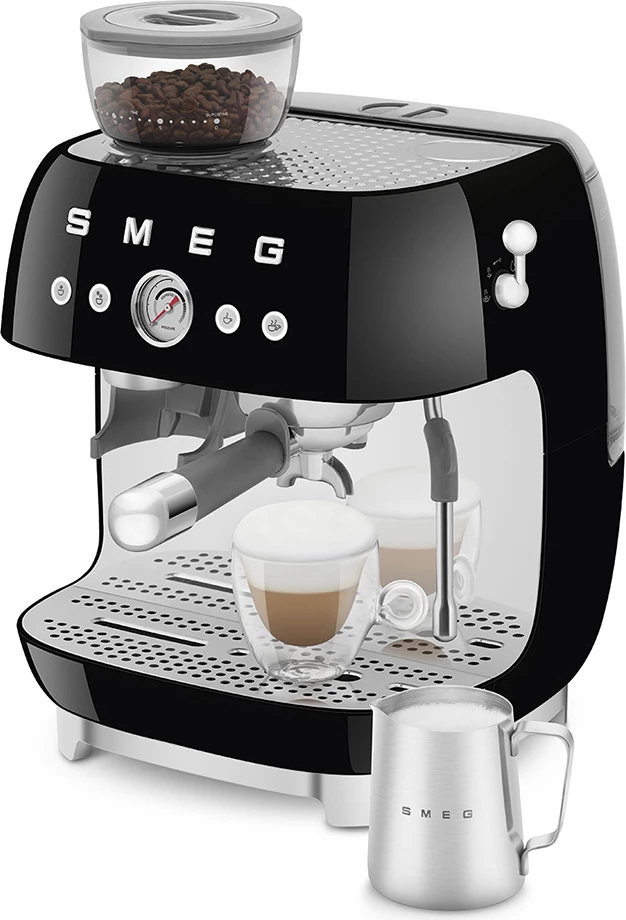 Makinë espresso Smeg 50'Style EGF03BLEU me mulli të integrum, 220-240V, e zezë