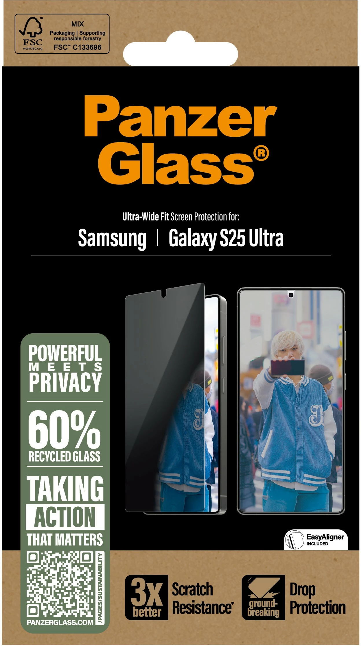 Mbrojtës ekrani privacy PanzerGlass për Samsung Galaxy S25 Ultra, transparent