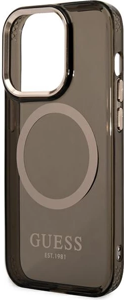 Mbështjellës Guess GUHMP14XHTCMK për iPhone 14 Pro Max 6.7", MagSafe, i zi/ari