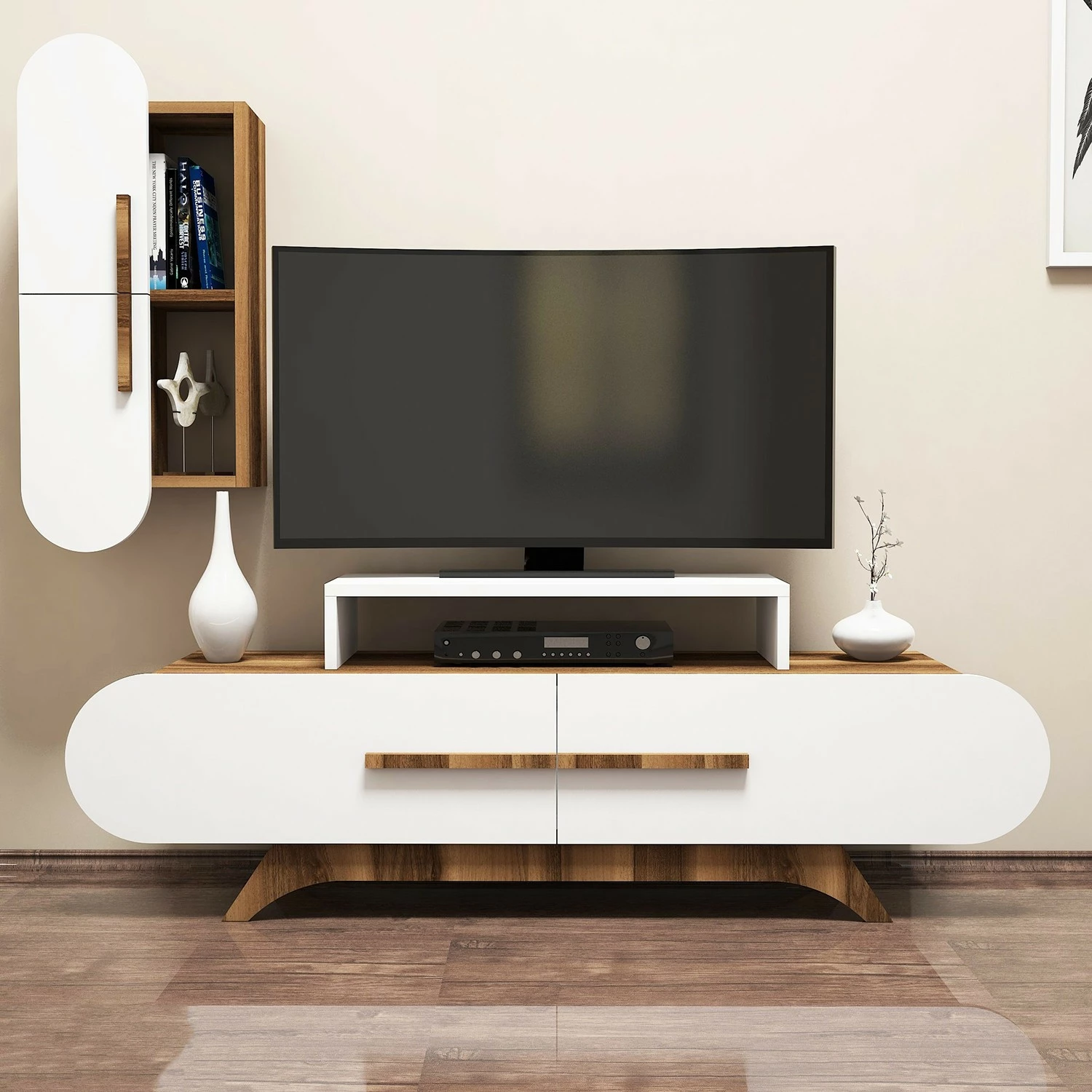 Komodë TV Hanah Home, Rose S, ngjyrë arre dhe e bardhë
