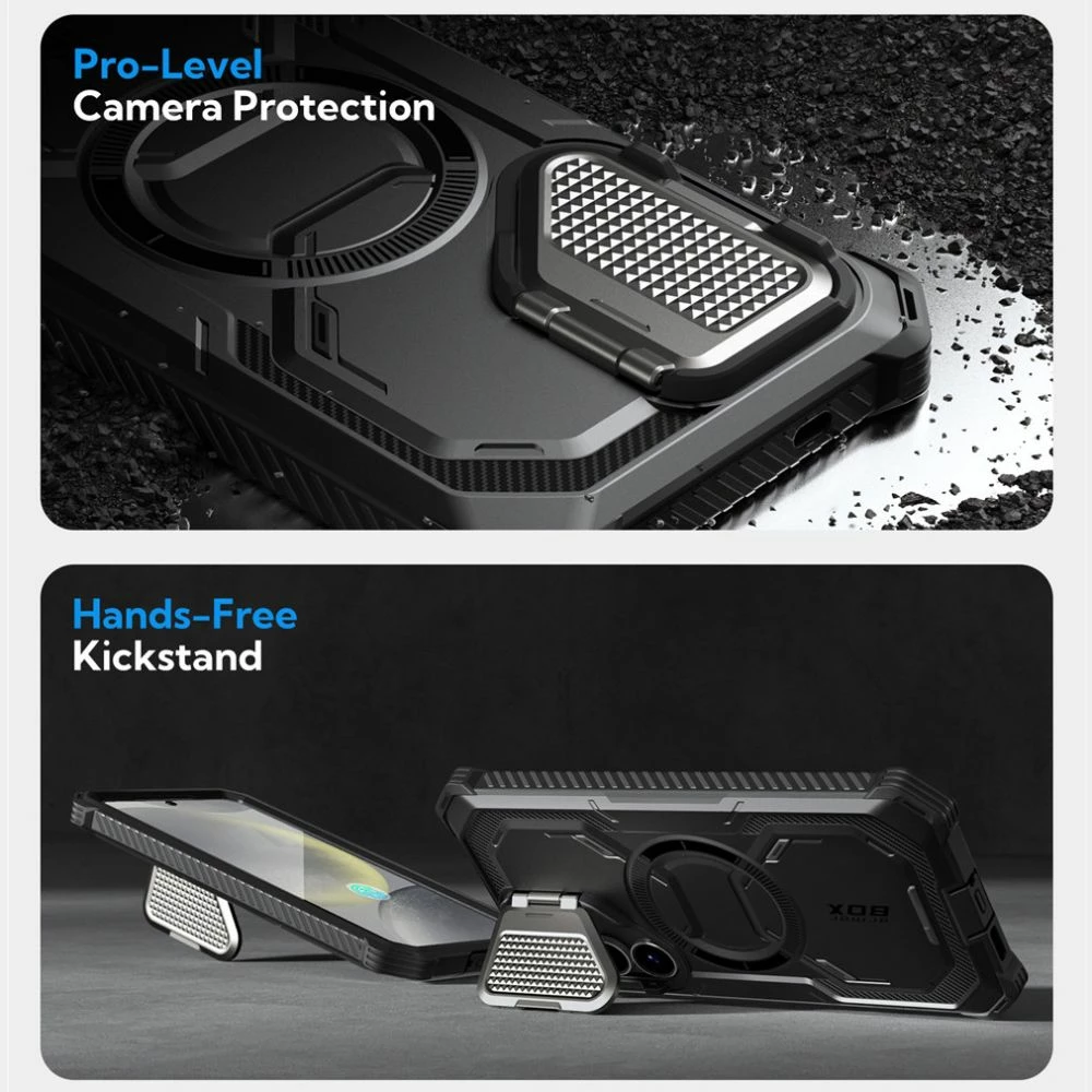 Mbështjellës Supcase ArmorBox MagSafe për Samsung Galaxy S25+, i zi