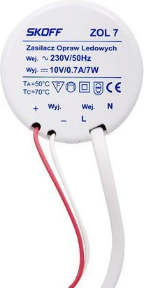 Furnizues energjie LED SKOFF ZOL 7 10V 7W, i bardhë