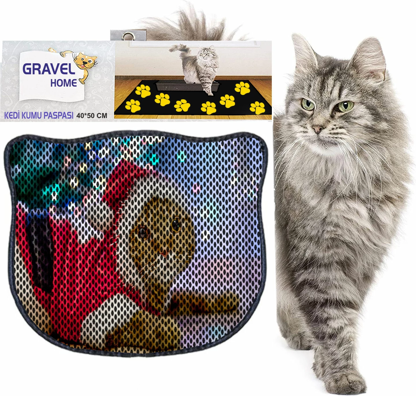Tapet për rërë maceje, shumëngjyrësh, Paws & Whiskers, Kdkafa0175, 40x50cm