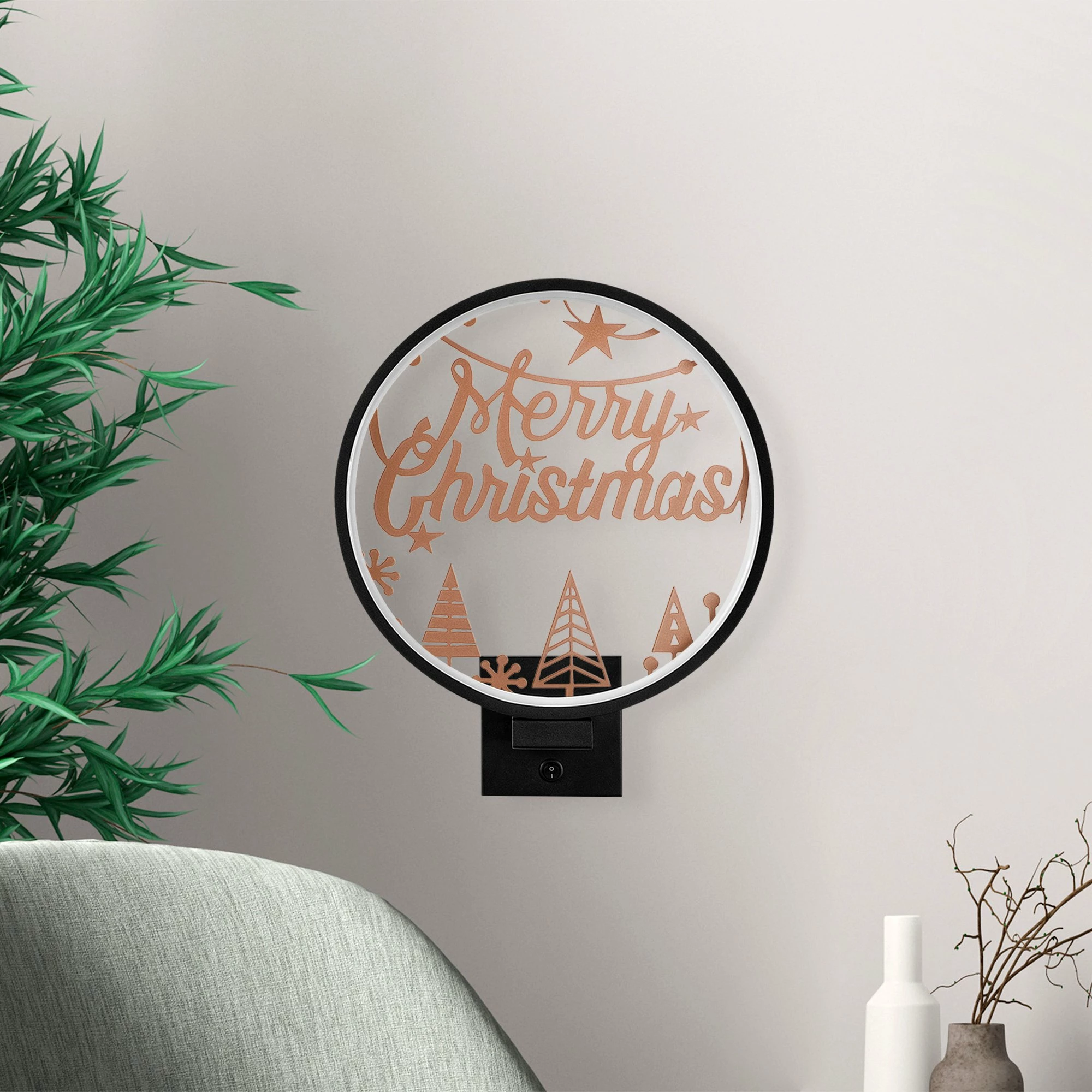 Llambë muri dekorative Opviq, XMAS20, e zezë dhe bakri