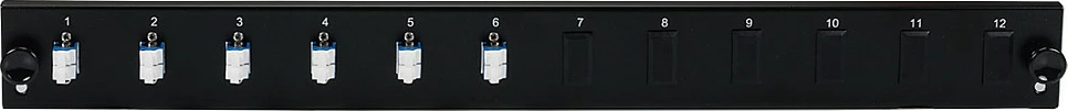 Panel frontal 1U për rack EFB Elektronik, 12 porta, 6x LC Duplex OM3, i zi