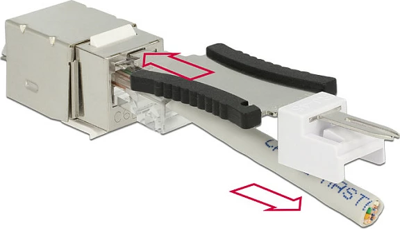 Modul Keystone DeLOCK 86404, RJ-45 femër, mekanizëm bllokimi, argjendtë