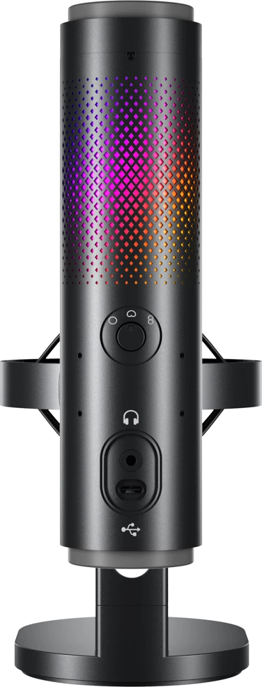 Mikrofon BOYA K9 me kabllo USB-C, 48 kHz 24-bit, RGB, me stendë tavoline dhe pop filter, i zi