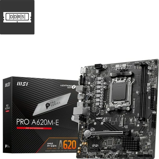 Pllakë amë MSI PRO A620M-E, AMD, Socket AM5, DDR5-SDRAM, 96 GB