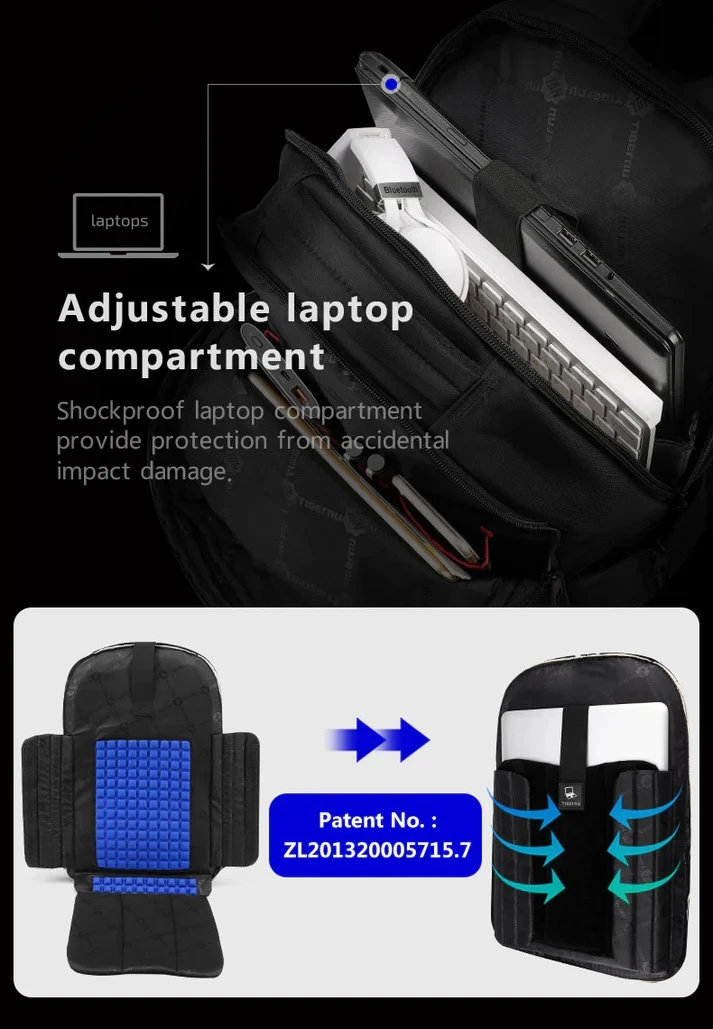 Çantë shpine për laptop Tigernu Sculptor 19\" 31L e zezë