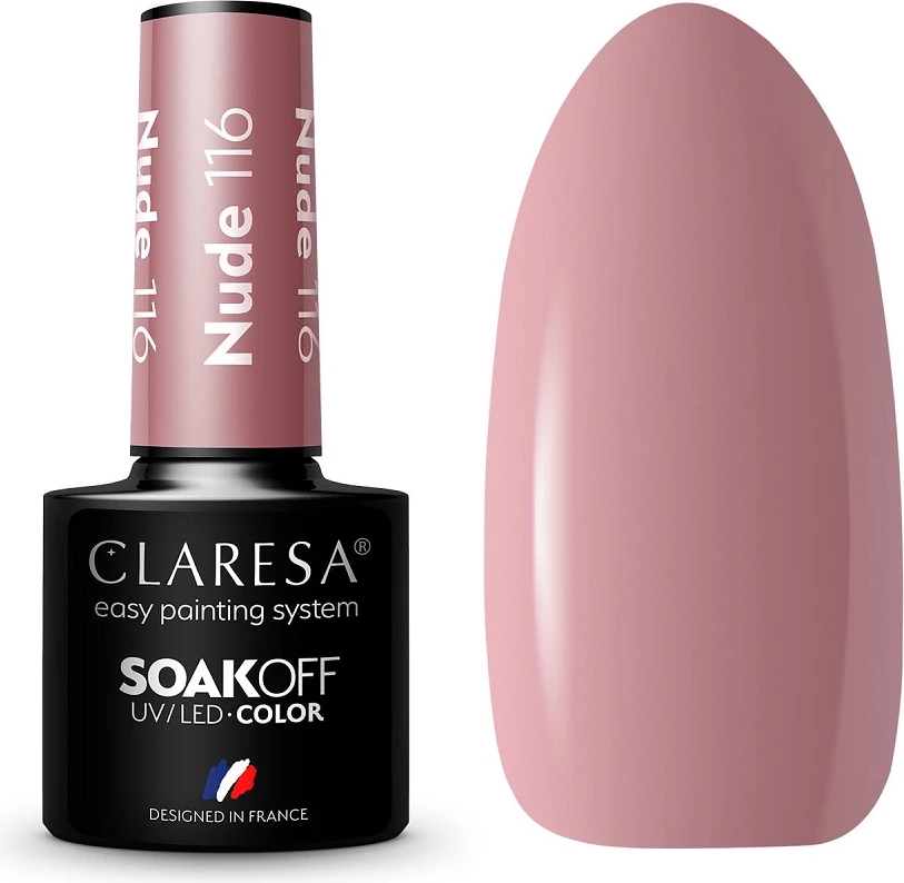 Llak për thonj për femra Claresa Soak Off UV/LED Nude Hybrid 116, 5g