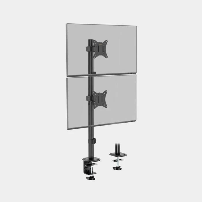 Mbajtëse monitori dual tavoline VONHAUS 3000112 për 2 ekrane 13-32", VESA 75x75-100x100, clamp/grommet, e zezë