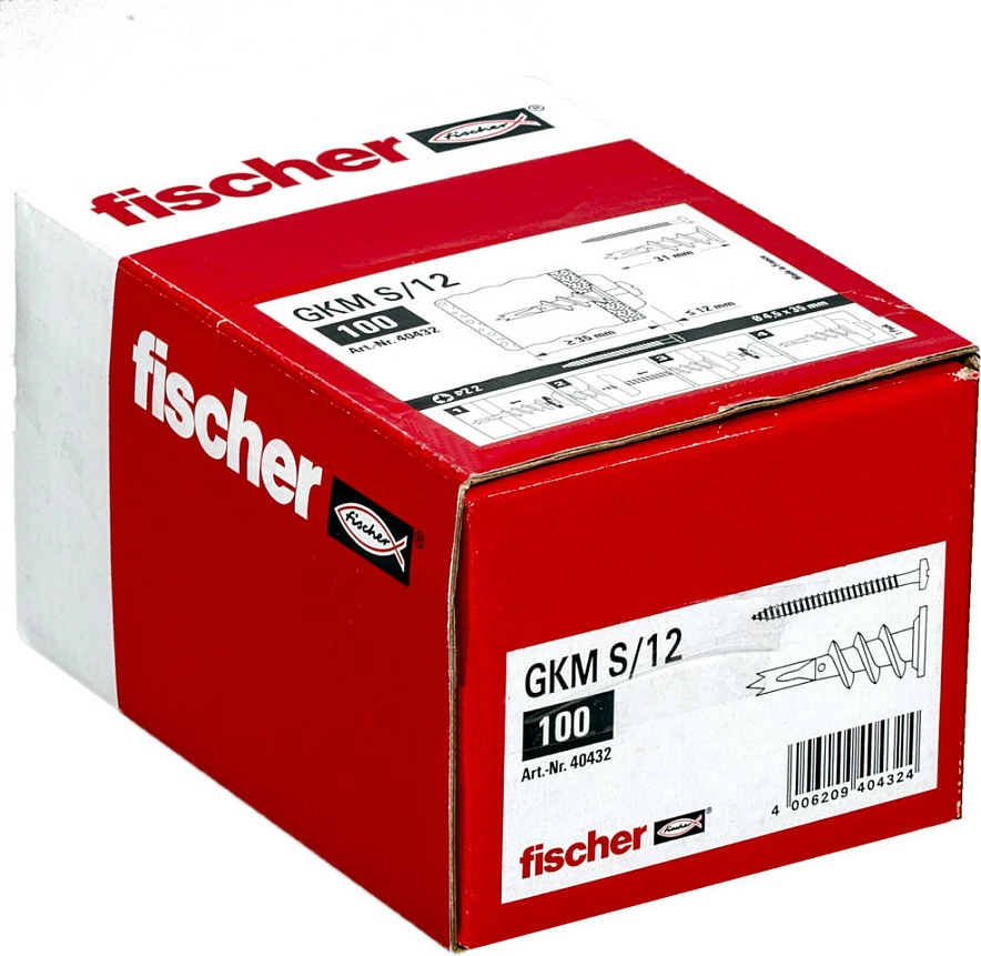 Dibel për gips Fischer GKM 12, metal, 100 copë, me vida, argjend