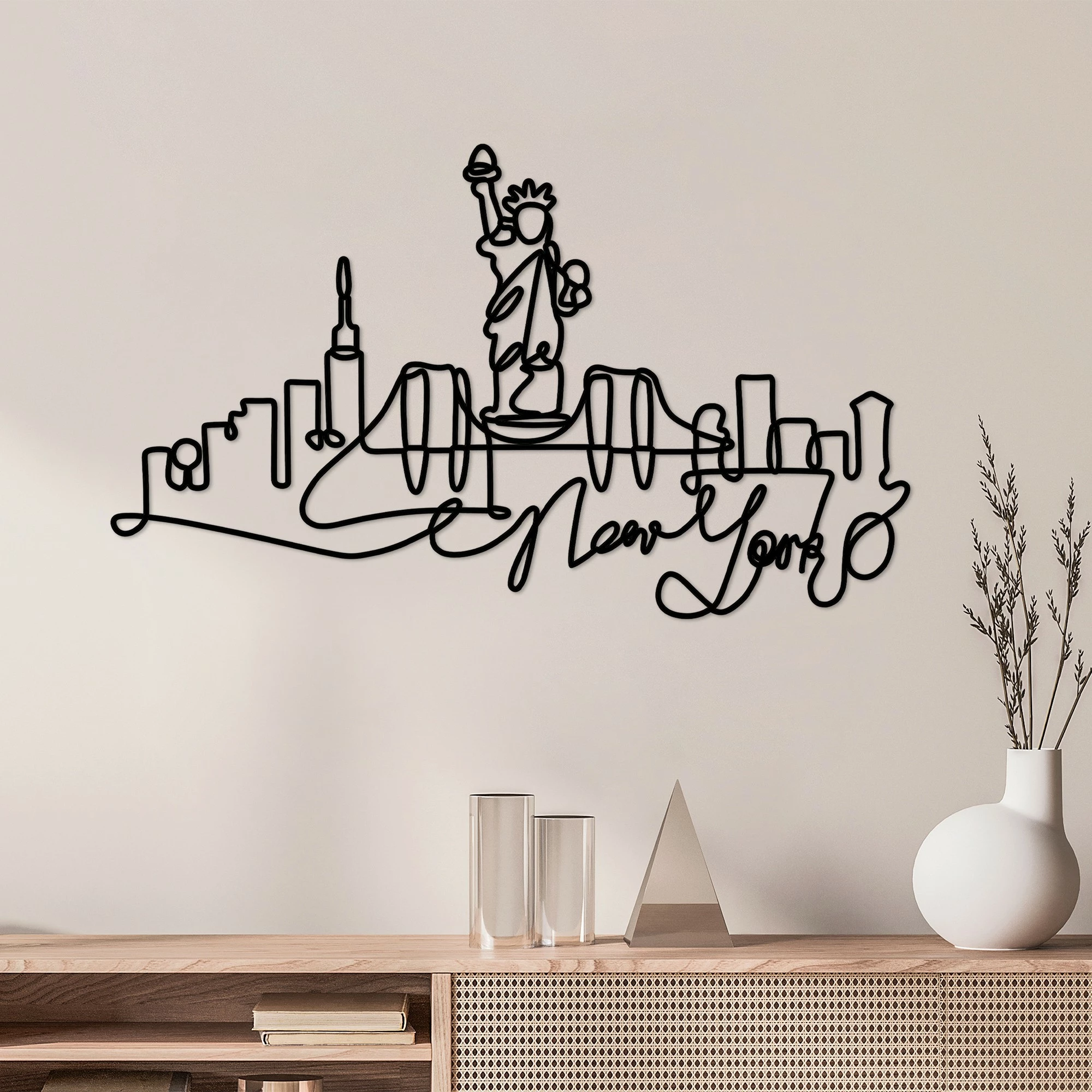 Aksesor dekorativ metalik për mur, Wallity, Newyork