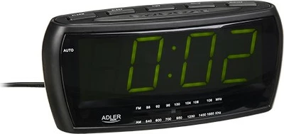 orë alarmi me radio, Adler, AD1121, ekran LED 160x52 mm, AM/FM, mbështetje memorje me bateri, e zezë