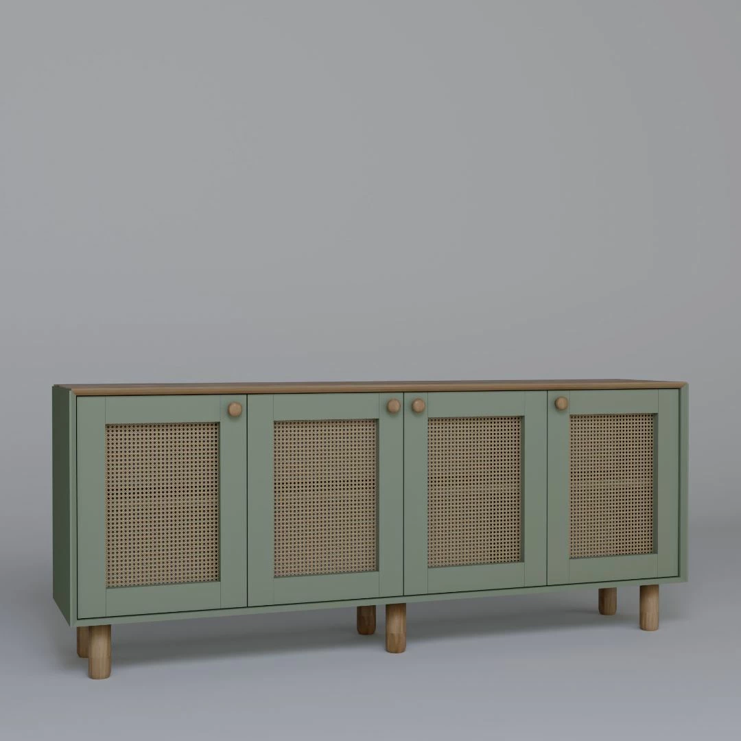 Konsolë bohemiane, ngjyrë e gjelbër, Skye Decor, 180x75x40 cm