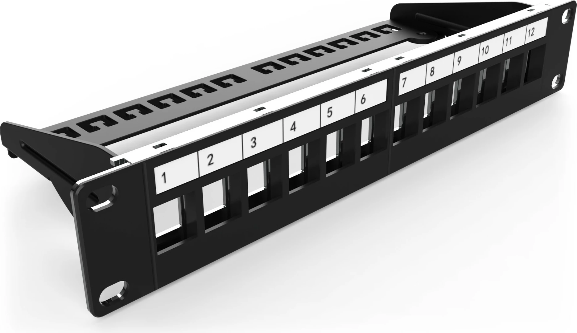 Patch panel Digitus modular 12-port, rack mounting 1U, e zezë