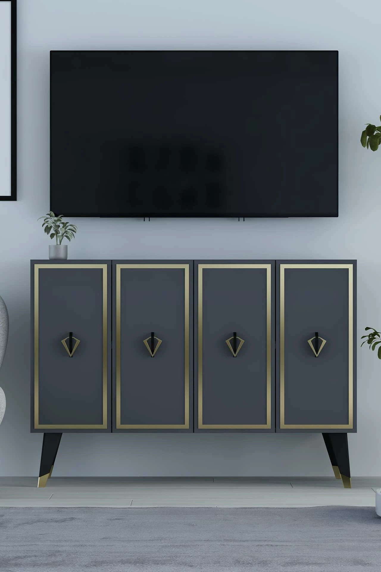 Konsol Skye Decor, anthracite, e zezë, ari, 8175KM-32