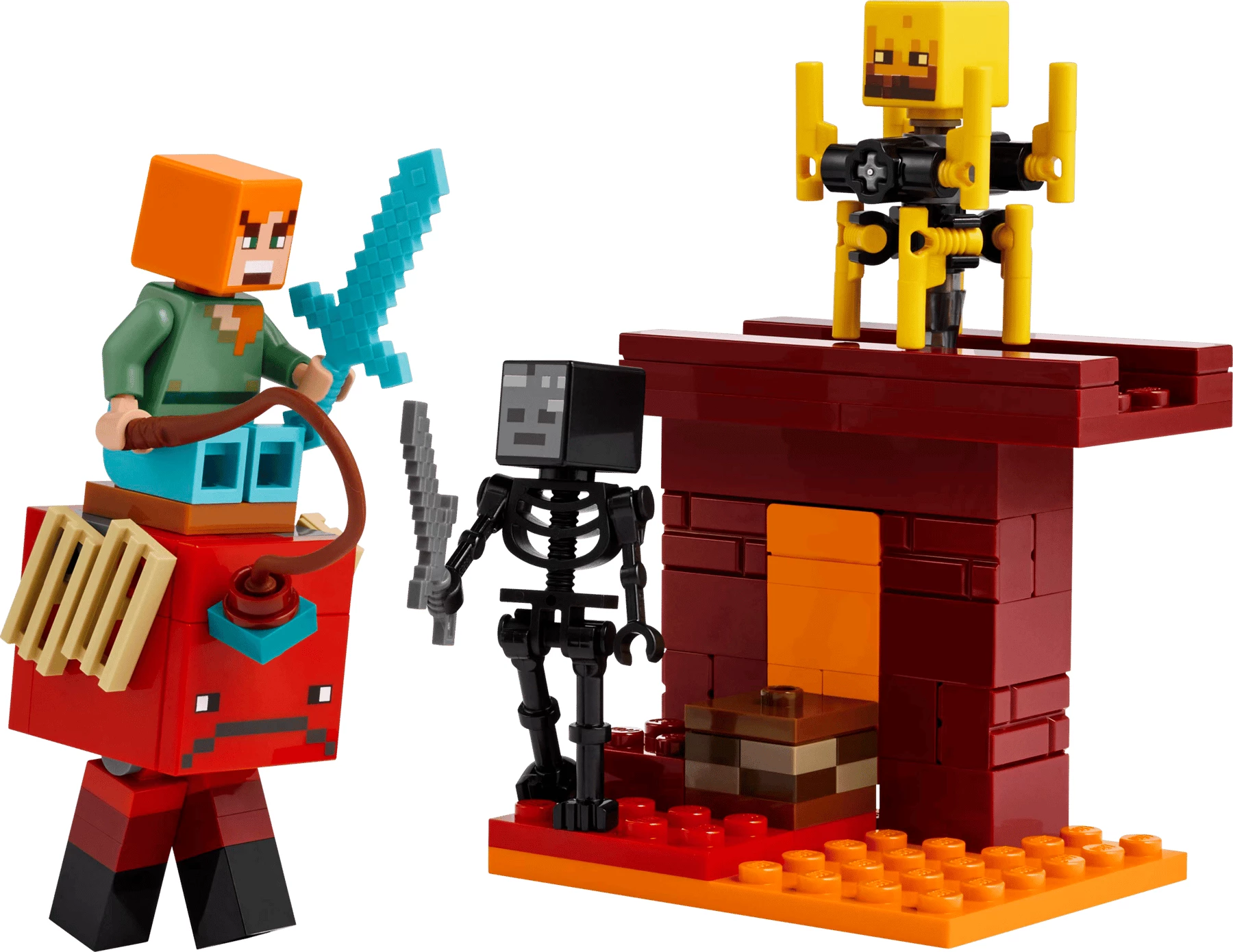 Set LEGO Minecraft The Nether Lava Battle 21266, 99 pjesë, 4 figura, 6+