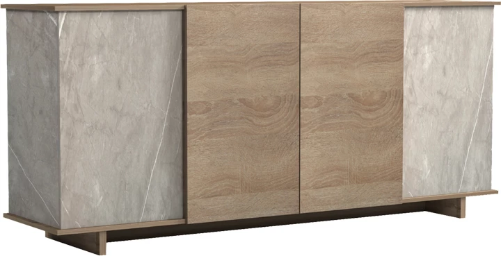 Bufe Zafore, pamje mermeri gri-bezhë, sonoma, 180x45x80cm