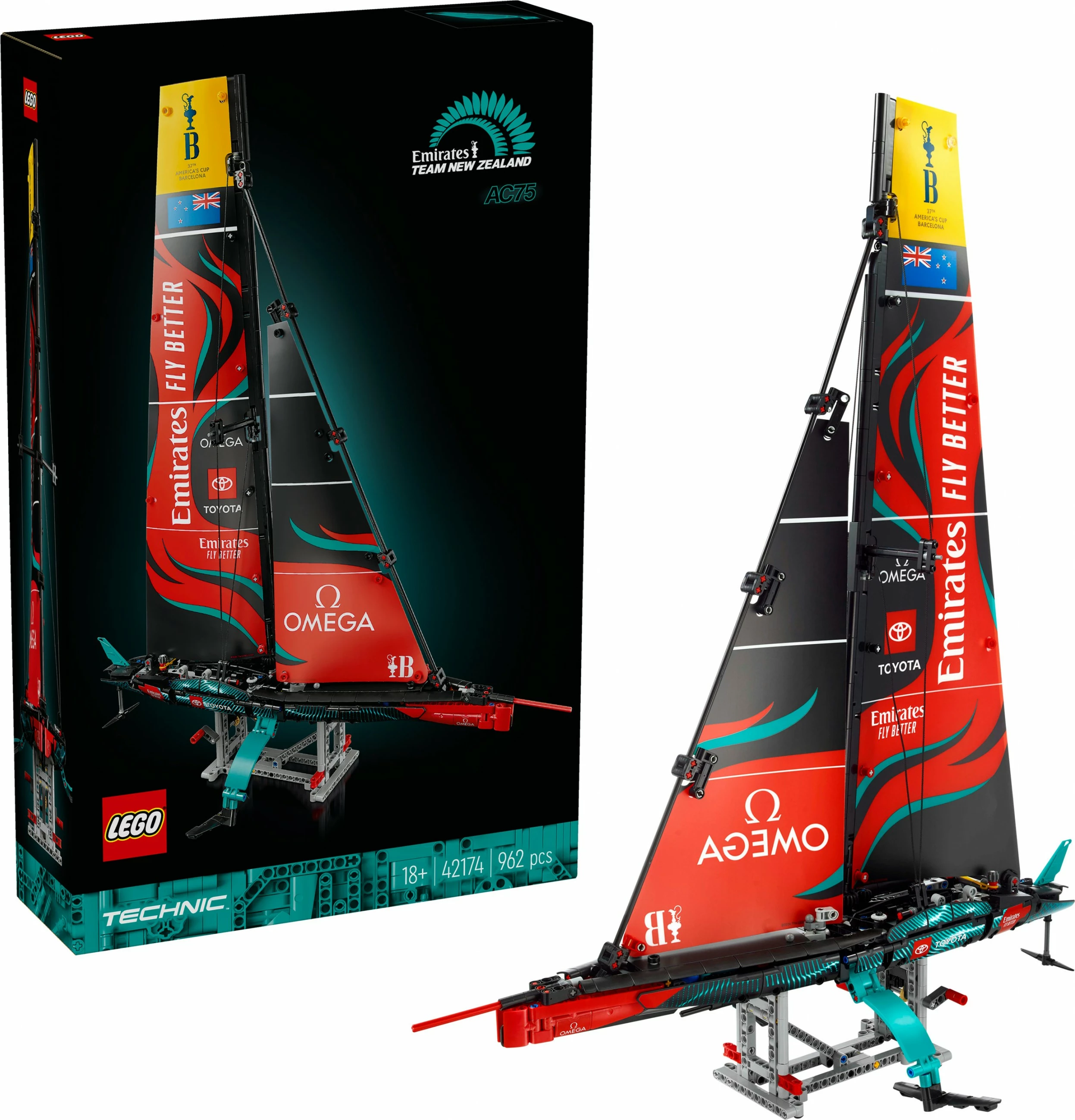 Set ndërtimi LEGO Technic Emirates Team New Zealand AC75, 962 pjesë, multingjyrësh
