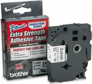 Kasetë shirit etikete Brother TZ-S241 18mm x 8m, e laminuar, ngjitës ekstra i fortë, zi në bardhë, 1 copë