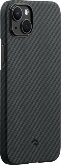 Mbështjellës Pitaka MagEZ Case 4 për iPhone 15 Plus, MagSafe, fibër aramidi, ultra i hollë, zi/gri twill 6