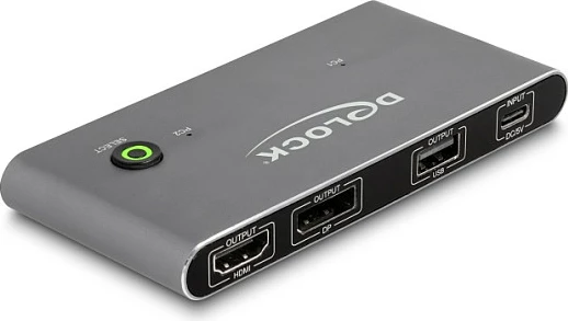 Switch KVM DeLOCK USB-C MST 8K, HDMI + DisplayPort, USB hub, Anthracite