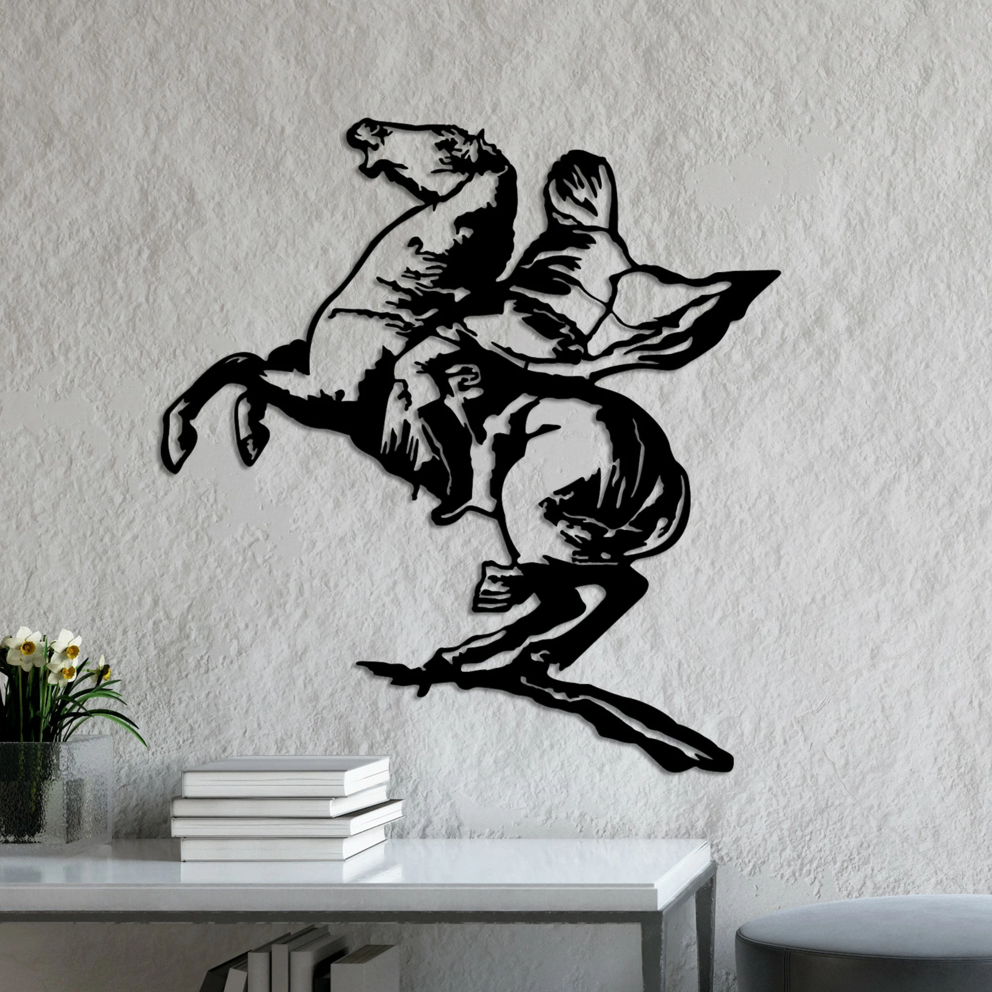 Aksesor dekorativ metalik për mur, Wallity, Banksy 10, ngjyrë e zezë