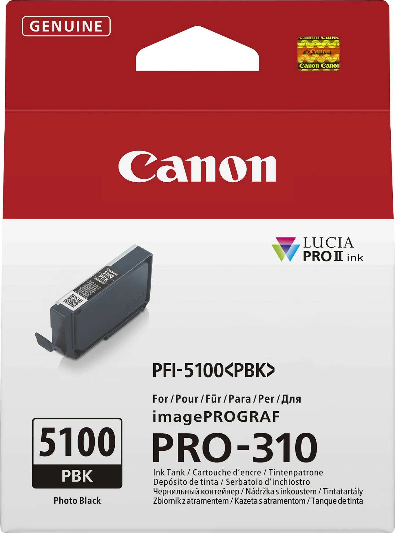 Kartuç boje Canon PFI-5100 PBK, 14.4 ml, për imagePROGRAF PRO-310, Photo Black