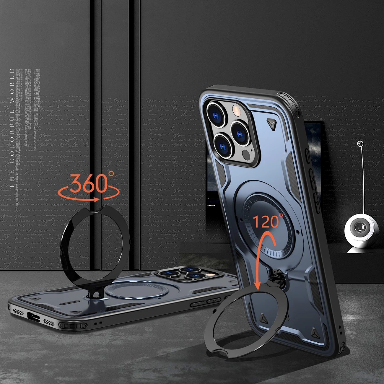 Mbështjellës Hurtel Hybrid Armor Trendy me MagSafe për iPhone 16 Pro Max, Blu