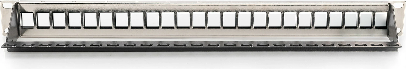 Patch panel modular Digitus 1U, 24 porte, për keystone, Cat5e/Cat6/Cat6a, i zi