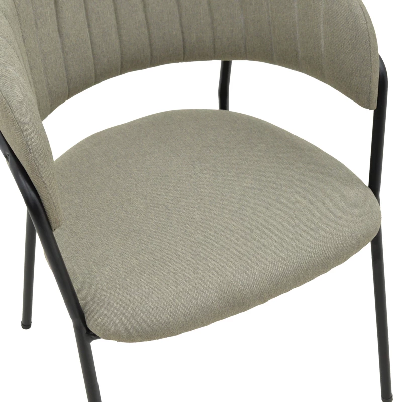 Karrige Morel, stof gri, këmbë metalike të zeza, 55x55x76cm, set prej 2 copësh