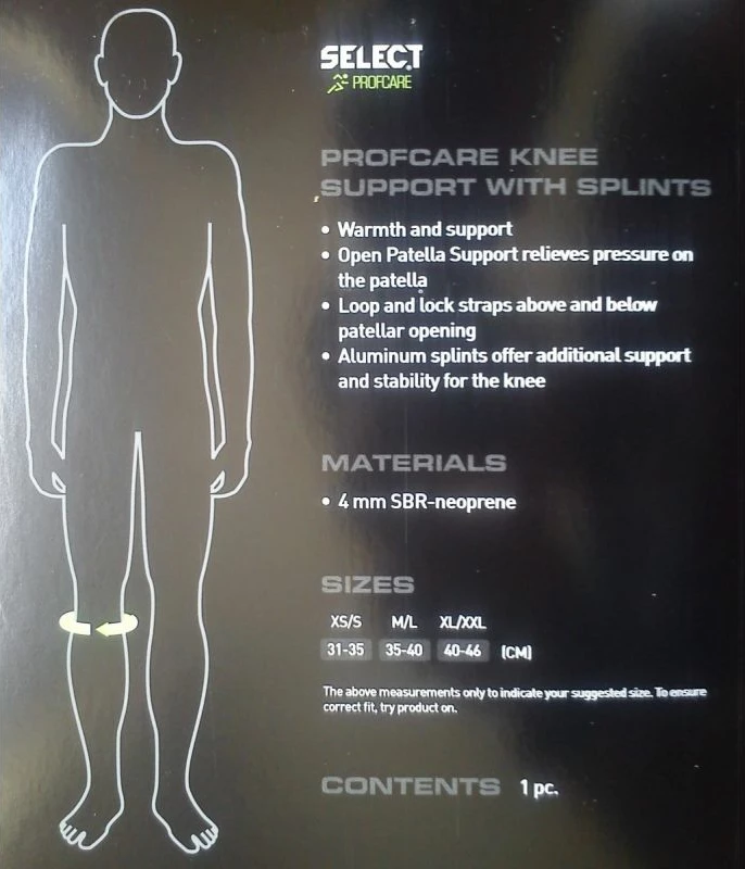 Mbrojtëse gju për meshkuj dhe femra Select me stabilizues