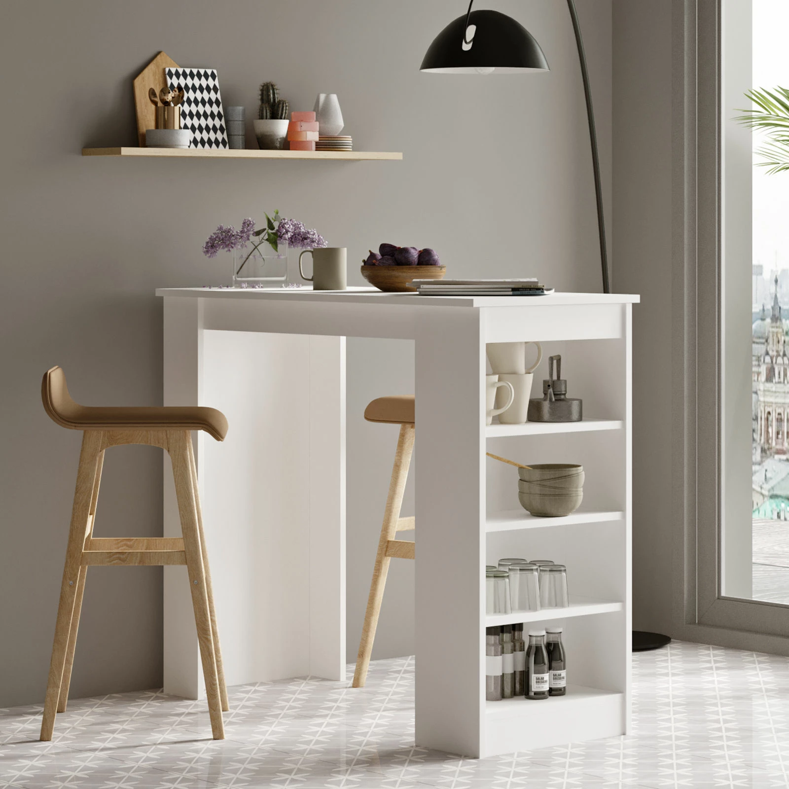 Tavolinë për bar, ngjyrë e bardhë, Hanah Home, St1-W