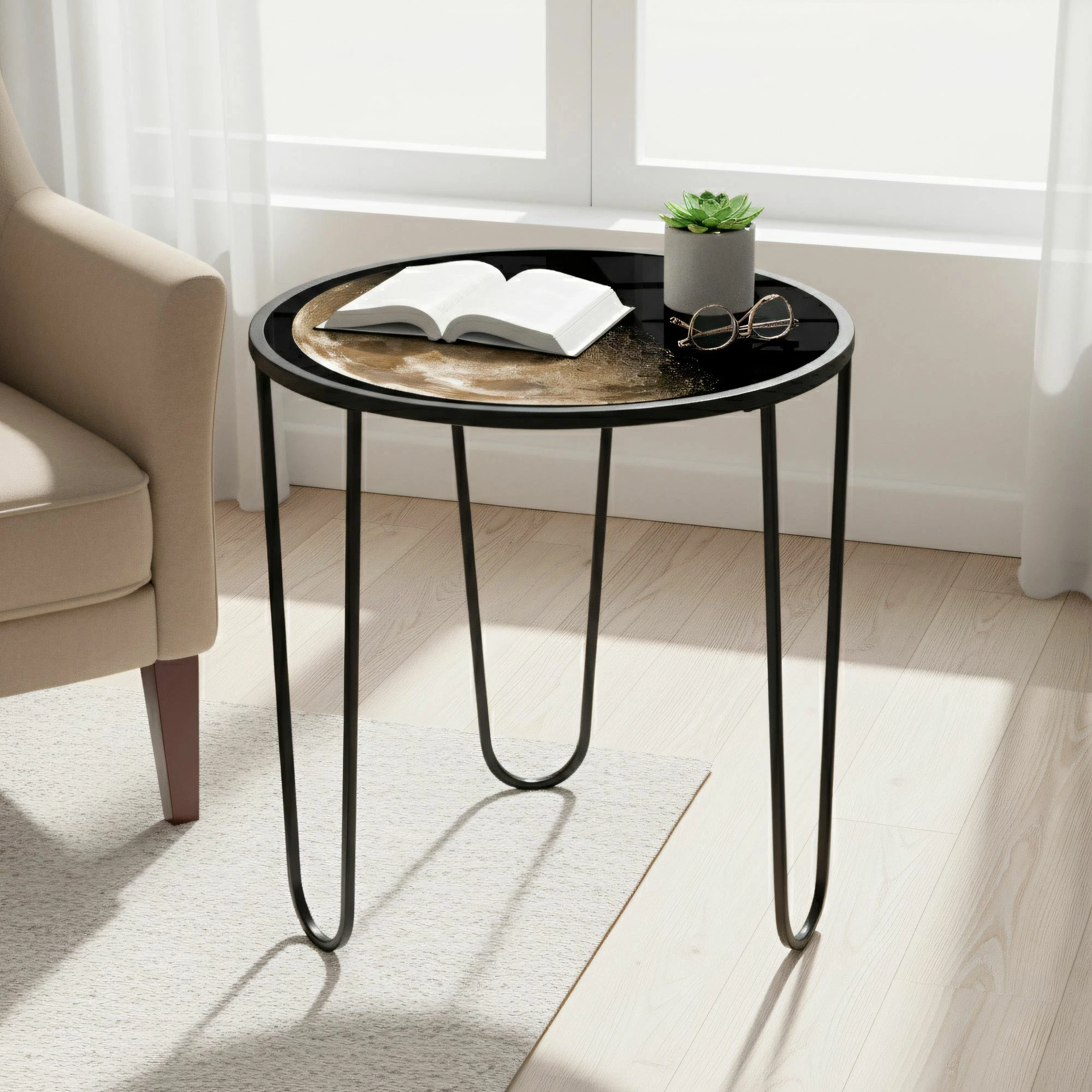 Tavolinë kafeje moderne, xham i temperuar, shumëngjyrëshe, Skye Decor, SHB-033-B