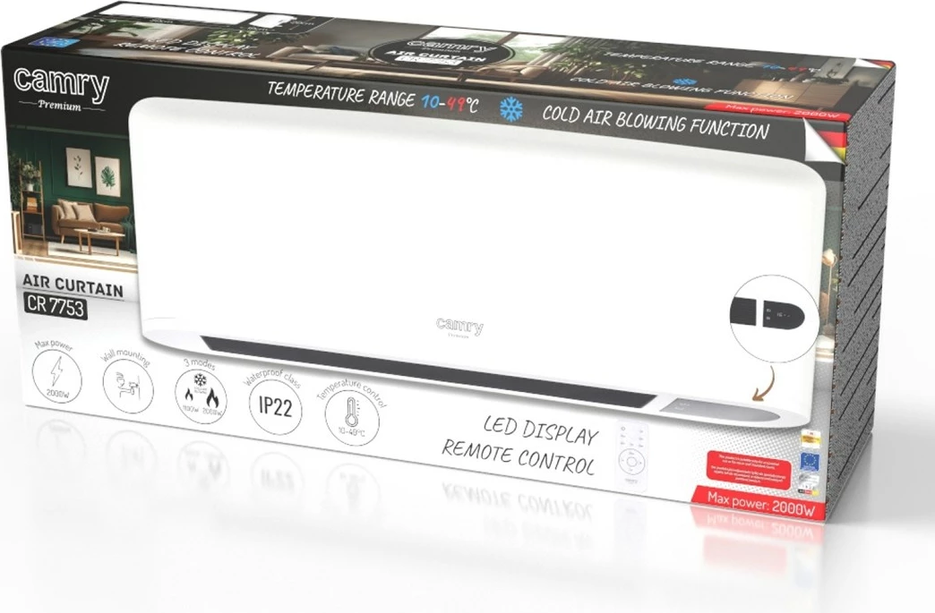 Perde ajri Adler AD 7753, 2000 W, e bardhë/zezë