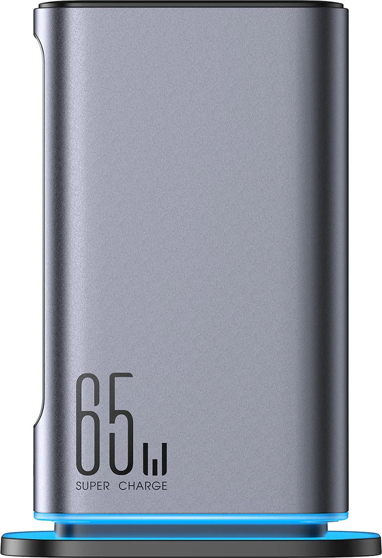 Karikues muri Joyroom JR-TCM02, 65W, 4x USB-C, 2x USB-A, GaN, Gri e errët