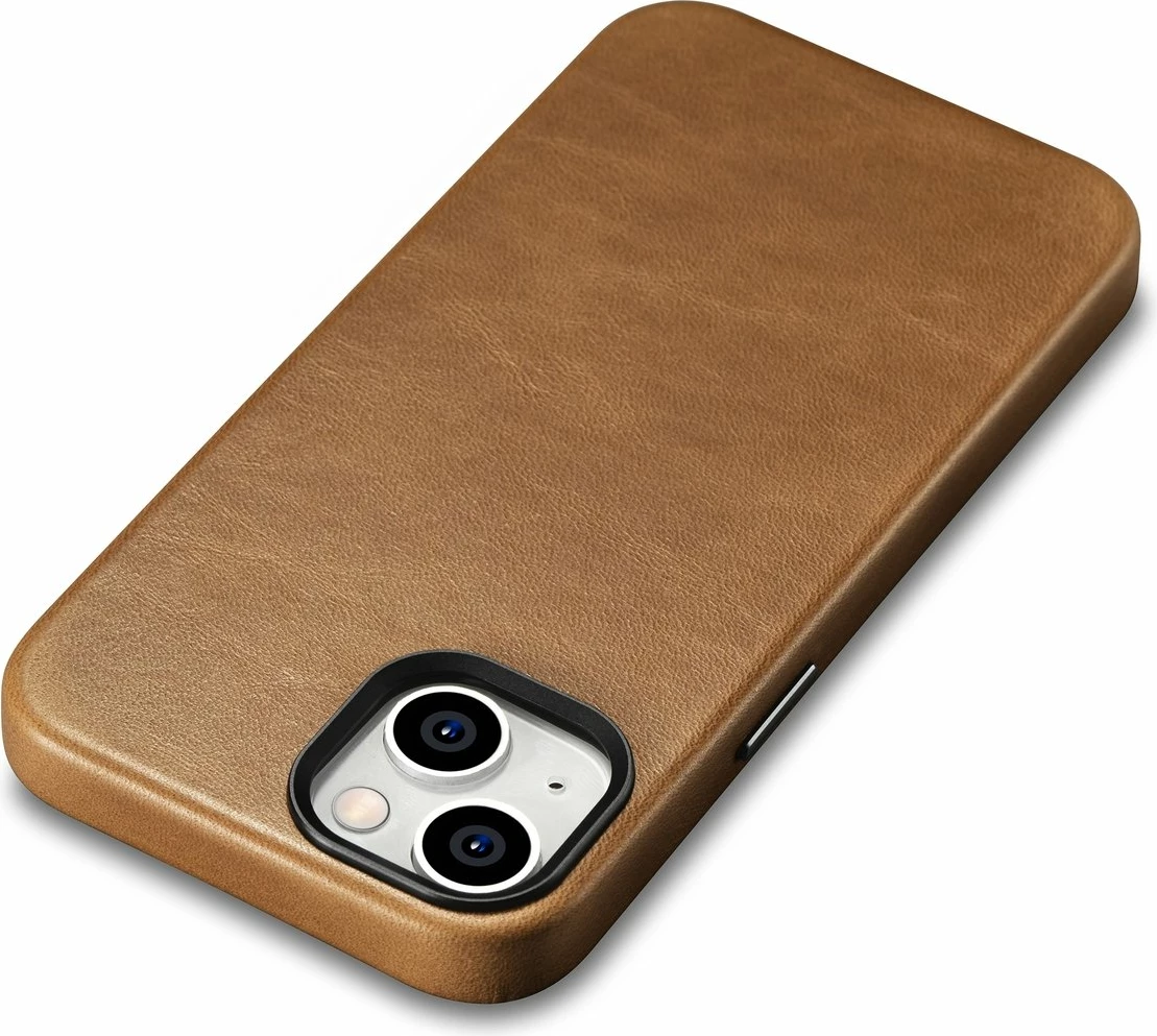 Mbështjellës iCarer Oil Wax Premium Leather Case për iPhone 14 Plus me MagSafe, Kafe