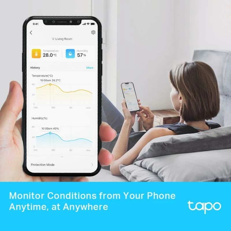 Monitor i mençur temperaturë dhe lagështie, TP-Link Tapo T315, ekran 2.7" E-Ink, saktësi ±0.3°C/±3%RH, 2x AAA, e bardhë 8