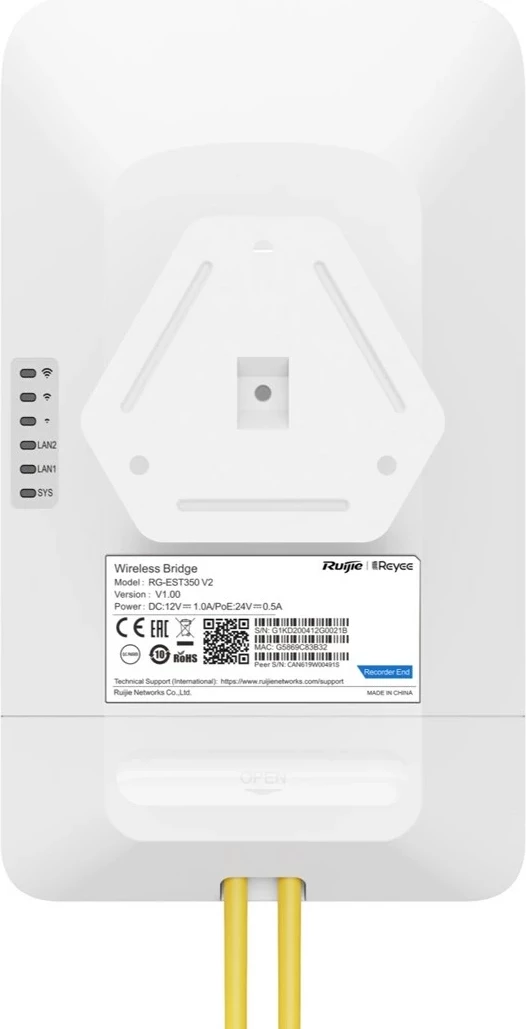 Access Point Ruijie RG-EST350 V2, 867 Mbit/s, i bardhë, PoE