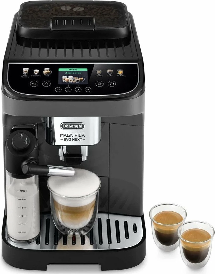 Makinë espresso automatike DeLonghi Magnifica Evo Next ECAM310.60.GB 1.8L 1450W 15 bar me mulli dhe LatteCrema Hot, gri-zi