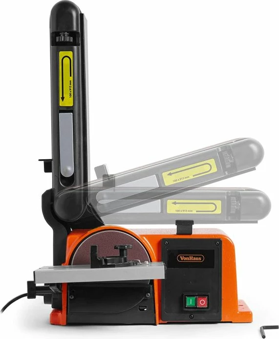 Shlifuese me rrip dhe disk VONHAUS 3500181 370W 100x915mm rrip / 150mm disk, portokalli/zi