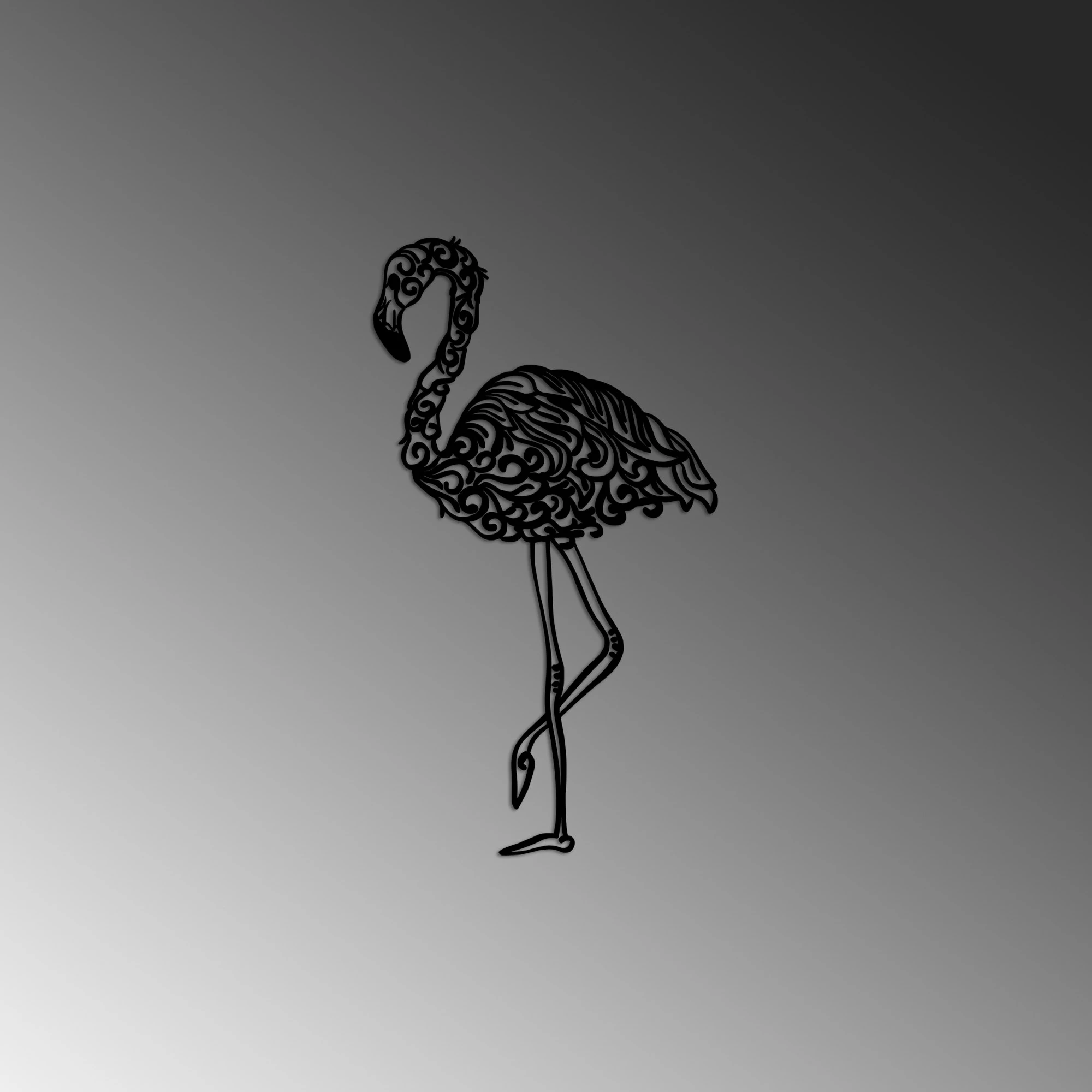 Aksesor dekorativ metalik për mur, flamingo, Wallity, 50x27cm, i zi