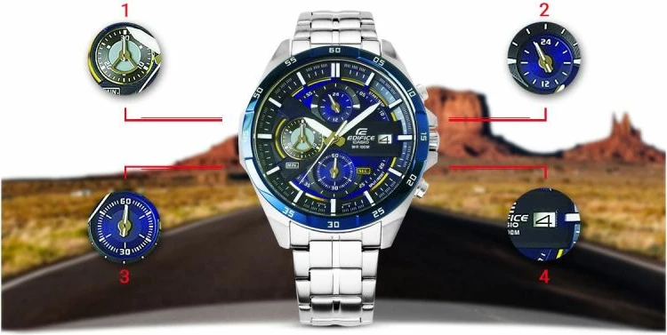 Orë dore për meshkuj Casio, silver-blue