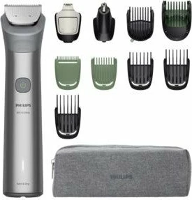 Trymer multifunksional Philips All-in-One 5000 MG5941/15, 11-në-1, 0.5-16 mm, 120 min, i papërshkueshëm nga uji, gri/argjendtë, set me 11 aksesorë